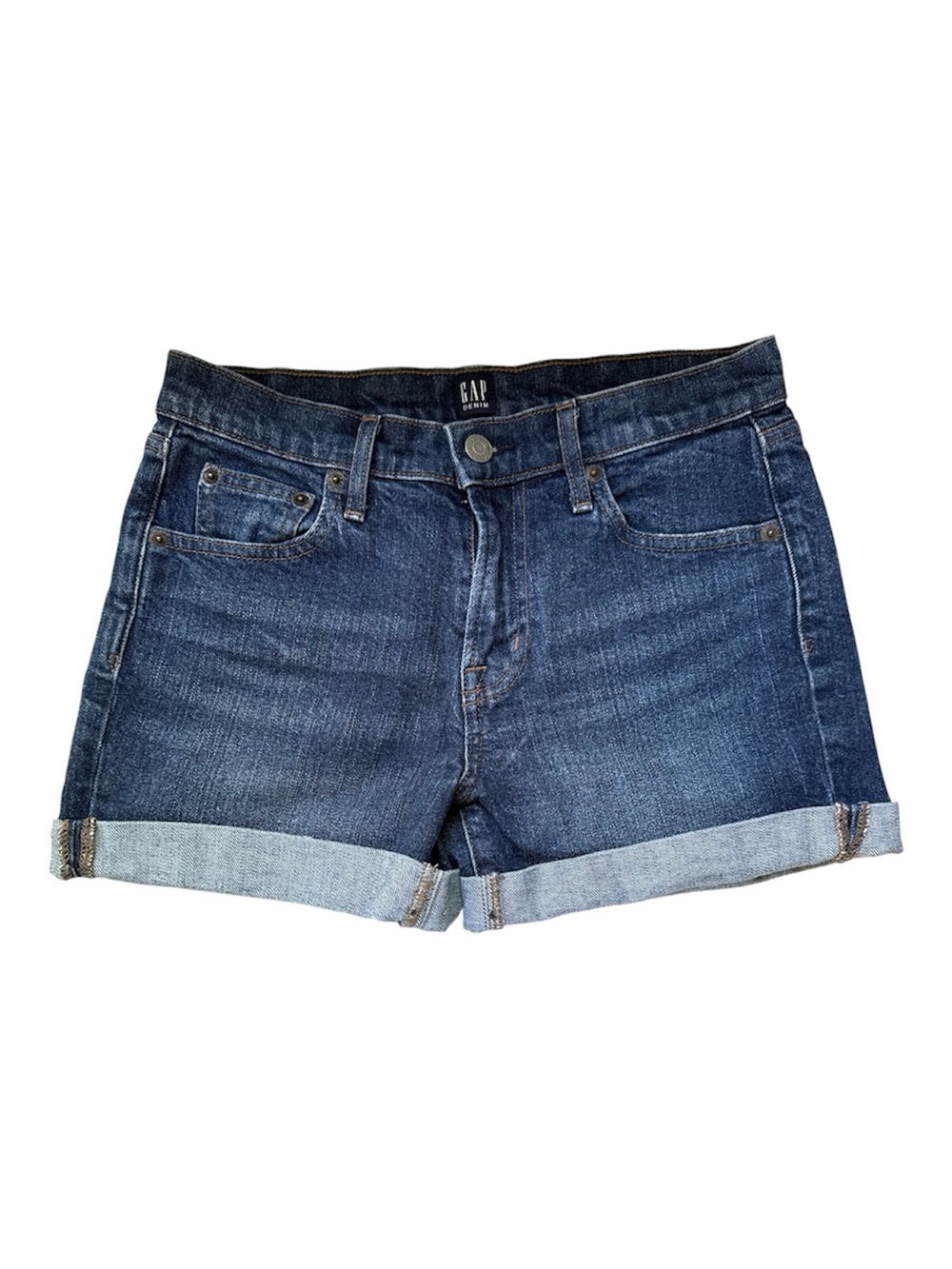 GAP Women’s Dark Blue Denim Rolled Hem Shorts Size 26